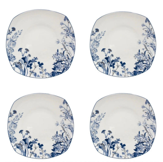 NEW Mikasa Wildflower Blue Set of 4 Dinner Plates 10" Lightweight Bone China